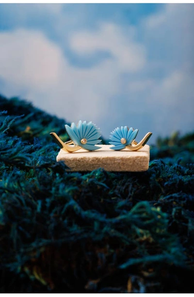 Shop L'atelier Nawbar Flower Stud Earrings In Turquoise