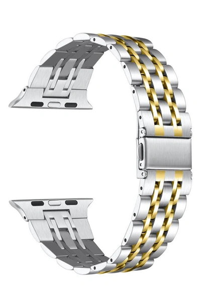 Shop The Posh Tech Posh Tech Rainey Silver/gold Stainless Steel Band For Apple Watch In Silver/gold/silver