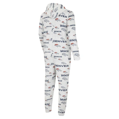 Shop Concepts Sport White Denver Broncos Allover Print Docket Union Full-zip Hooded Pajama Suit