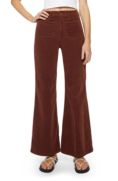 Shop Mother The Patch Pocket Roller Wide Leg Corduroy Pants In Rum Russian