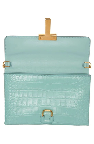 Shop Tom Ford Mini Monarch Croc Embossed Leather Shoulder Bag In 1l029 Pastel Turquoise