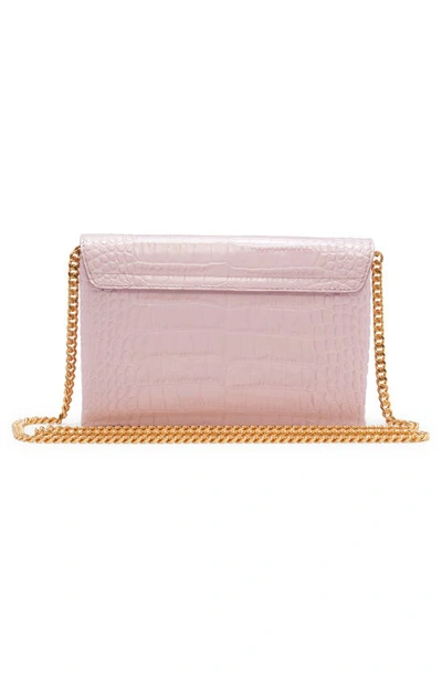 Shop Tom Ford Mini Monarch Croc Embossed Leather Shoulder Bag In 1p043 Pastel Pink