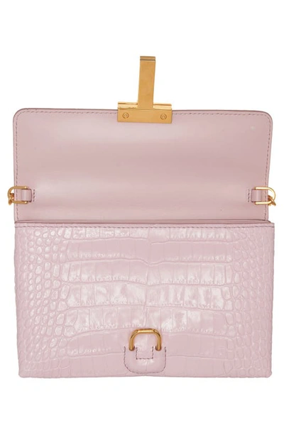 Shop Tom Ford Mini Monarch Croc Embossed Leather Shoulder Bag In 1p043 Pastel Pink