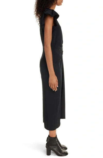 Shop Isabel Marant Terena Ruched Cap Sleeve High-low Dress In Black