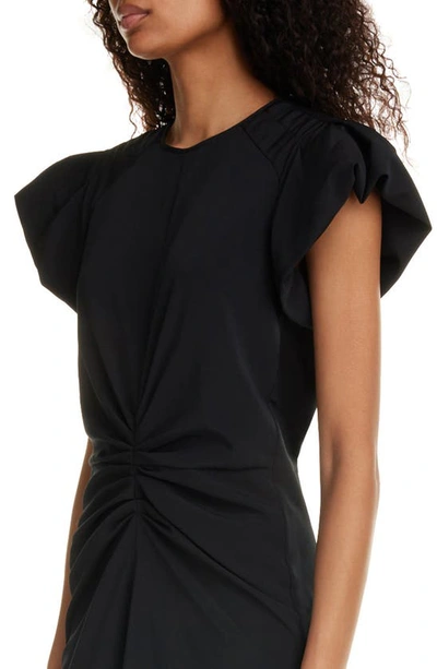 Shop Isabel Marant Terena Ruched Cap Sleeve High-low Dress In Black
