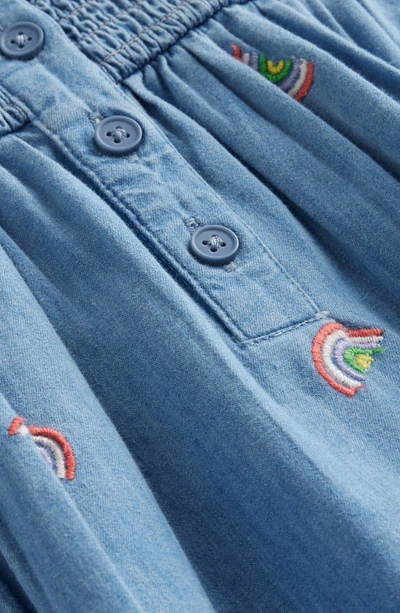 Mini Boden Embroidered Shirred Dress Scattered Rainbow Embroidery Girls Boden