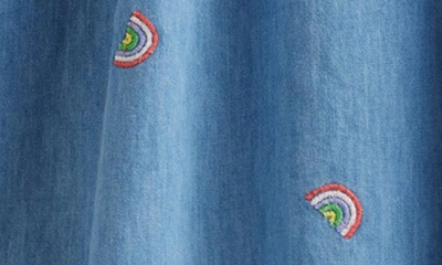Mini Boden Embroidered Shirred Dress Scattered Rainbow Embroidery Girls Boden