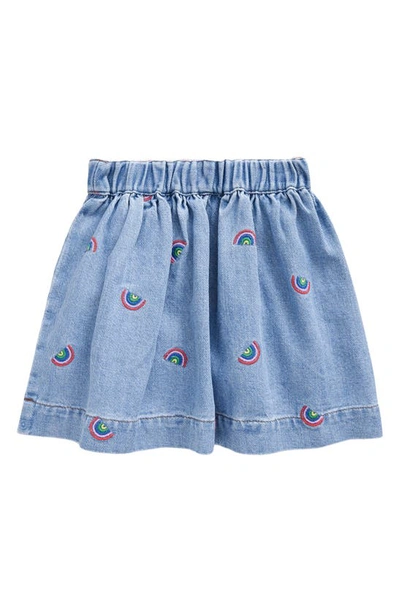 Shop Mini Boden Kids' Embroidered Skirt In Scattered Rainbow Embroidery
