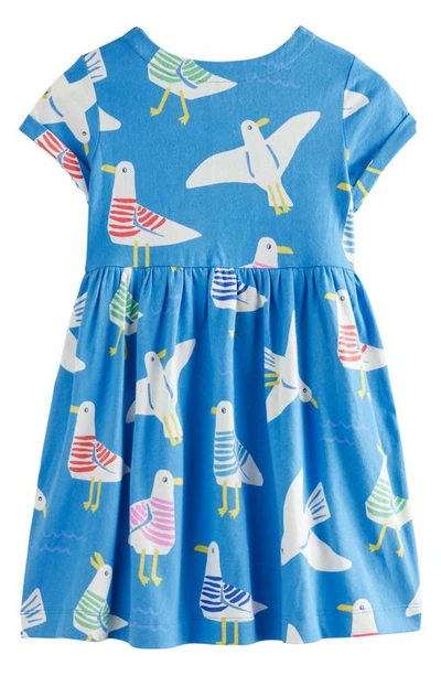 Shop Mini Boden Kids' Fun Seagull Print Cotton Jersey Dress In Directoire Blue Seagulls