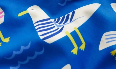 Shop Mini Boden Kids' Crisscross Strap One-piece Swimsuit In Directoire Blue Seagulls