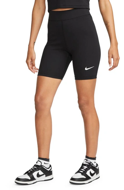 Shop Nike Sportswear Classics High Waist Bike Shorts In Black/ Sail