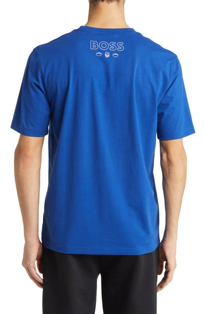 Shop Hugo Boss X Nfl Stretch Cotton Graphic T-shirt In New York Giants Dark Blue