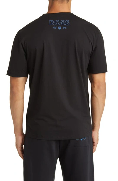 Shop Hugo Boss X Nfl Stretch Cotton Graphic T-shirt In Los Angeles Chargers Black
