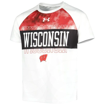 Shop Under Armour Youth  White Wisconsin Badgers Gameday Print Raglan T-shirt