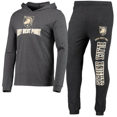 Shop Concepts Sport Black/heather Charcoal Army Black Knights Meter Long Sleeve Hoodie T-shirt & Jogger P