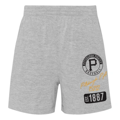 Shop Outerstuff Infant Gold/heather Gray Pittsburgh Pirates Ground Out Baller Raglan T-shirt And Shorts Set