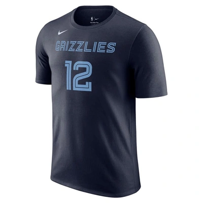 Shop Nike Ja Morant Navy Memphis Grizzlies Icon 2022/23 Name & Number T-shirt