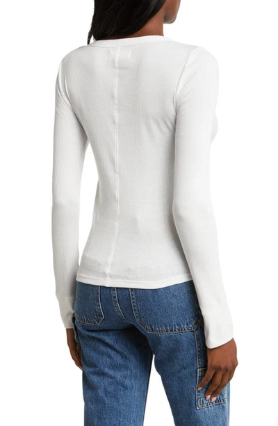 Shop Lucky Brand Long Sleeve Rib Henley Shirt In Bright White