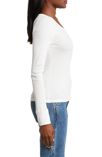 Shop Lucky Brand Long Sleeve Rib Henley Shirt In Bright White