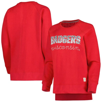 Shop Pressbox Red Wisconsin Badgers Steamboat Animal Print Raglan Pullover Sweatshirt