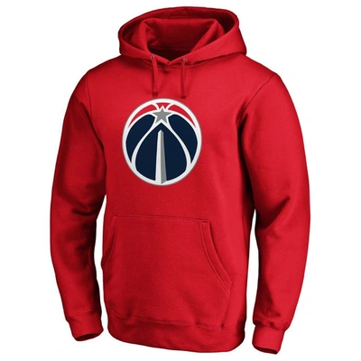 Shop Fanatics Branded Red Washington Wizards Icon Primary Logo Fitted Pullover Hoodie