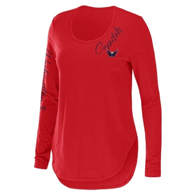 Shop Wear By Erin Andrews Red Washington Capitals Team Scoop Neck Long Sleeve T-shirt