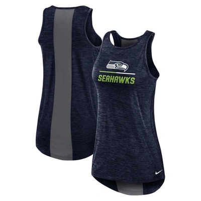 Shop Nike College Navy Seattle Seahawks High Neck Performance Tank Top