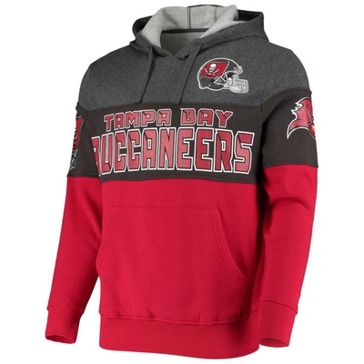Starter Men's Heathered Pewter, Red Tampa Bay Buccaneers Extreme Fireballer Pullover Hoodie In Pewter