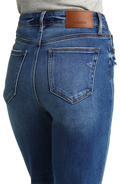 Hidden Jeans Ripped Frayed Hem Skinny Jeans In Dark Wash