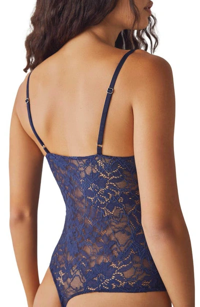 Shop Free People Intimately Fp Lace Night Rhythm Thong Bodysuit In Jazzberry