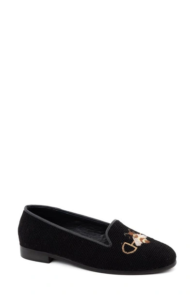 Shop Bypaige Needlepoint Bee Flat In Black