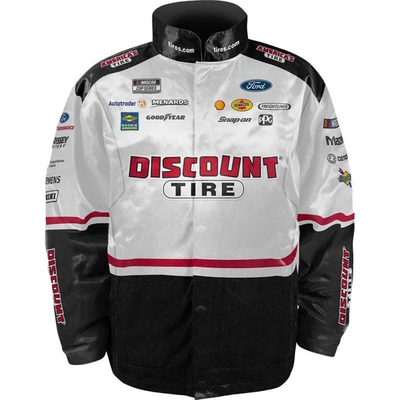 Shop Team Penske White/black Austin Cindric Discount Tire Nylon Uniform Full-snap Jacket