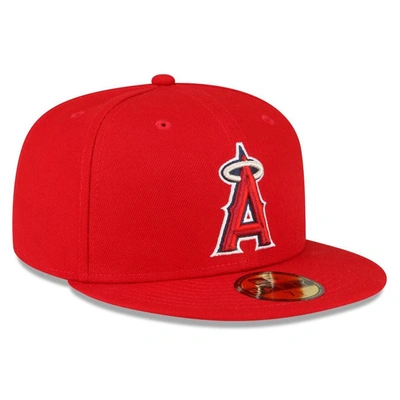Shop New Era Red Los Angeles Angels Throwback Authentic Collection 59fifty Fitted Hat
