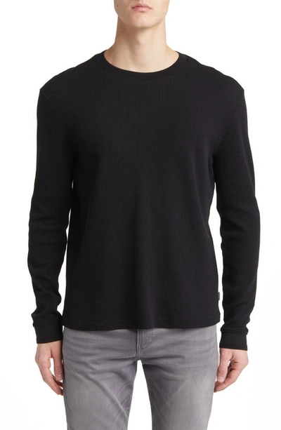 Shop John Varvatos Dante Thermal Long Sleeve T-shirt In Black