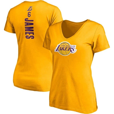 Shop Fanatics Branded Lebron James Gold Los Angeles Lakers Logo Playmaker Name & Number V-neck T-shirt