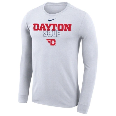 Shop Nike White Dayton Flyers 2023 On Court Bench Long Sleeve T-shirt