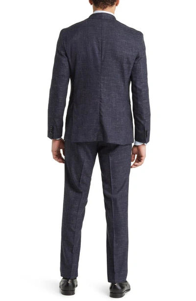 Shop Hugo Boss Huge/genius Stretch Virgin Wool & Linen Suit In Dark Blue
