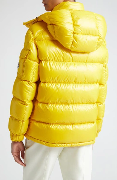 Shop Moncler Maire Hooded Short Down Puffer Jacket In Yellow