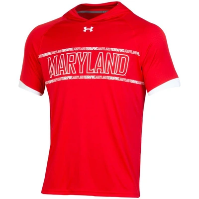 Shop Under Armour Red Maryland Terrapins On-court Basketball Shooting Hoodie Raglan Performance T-shirt