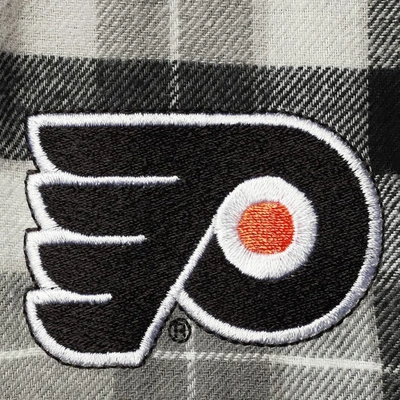 Shop Antigua Black/gray Philadelphia Flyers Ease Plaid Button-up Long Sleeve Shirt