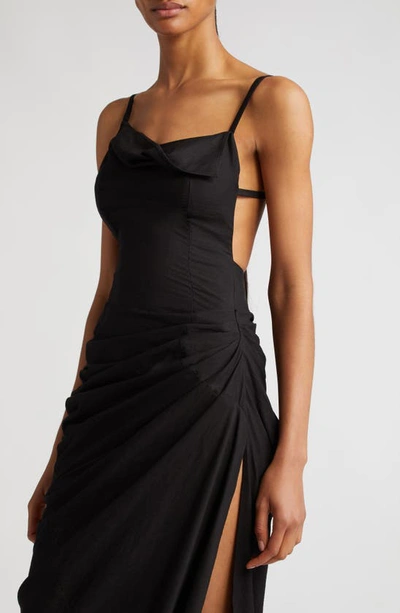 Shop Jacquemus La Robe Saudade Asymmetric Maxi Dress In Black