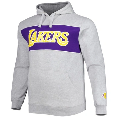 Shop Fanatics Branded Heather Gray Los Angeles Lakers Big & Tall Wordmark Pullover Hoodie