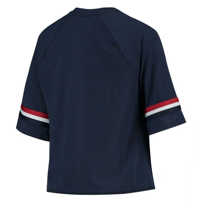 Shop Outerstuff Juniors Navy New England Patriots Burnout Raglan Half-sleeve T-shirt