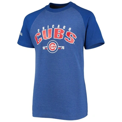 Shop Stitches Youth  Heathered Royal Chicago Cubs Raglan T-shirt In Heather Royal