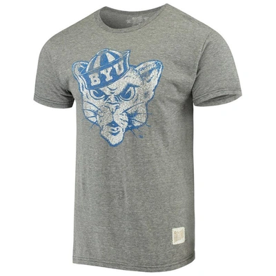 Shop Retro Brand Original  Heathered Gray Byu Cougars Vintage Logo Tri-blend T-shirt In Heather Gray