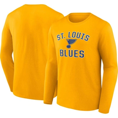 Shop Fanatics Branded Gold St. Louis Blues Team Victory Arch Long Sleeve T-shirt In Yellow