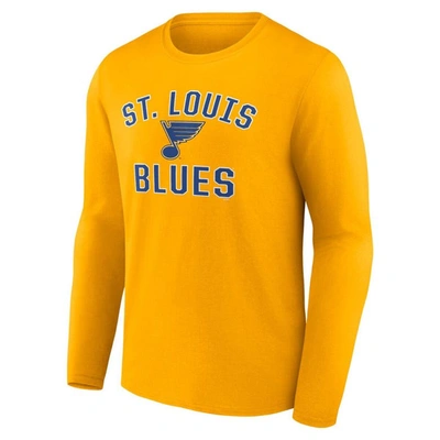 Shop Fanatics Branded Gold St. Louis Blues Team Victory Arch Long Sleeve T-shirt In Yellow