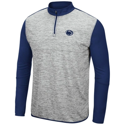Shop Colosseum Heathered Gray/navy Penn State Nittany Lions Prospect Quarter-zip Jacket In Heather Gray