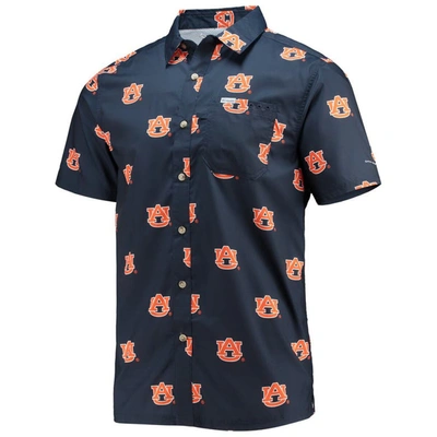 Shop Columbia Navy Auburn Tigers Super Slack Tide Omni-shade Button-up Shirt