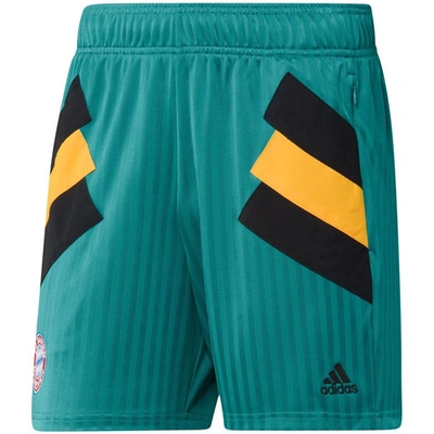 Shop Adidas Originals Adidas Green Bayern Munich Football Icon Shorts In Teal